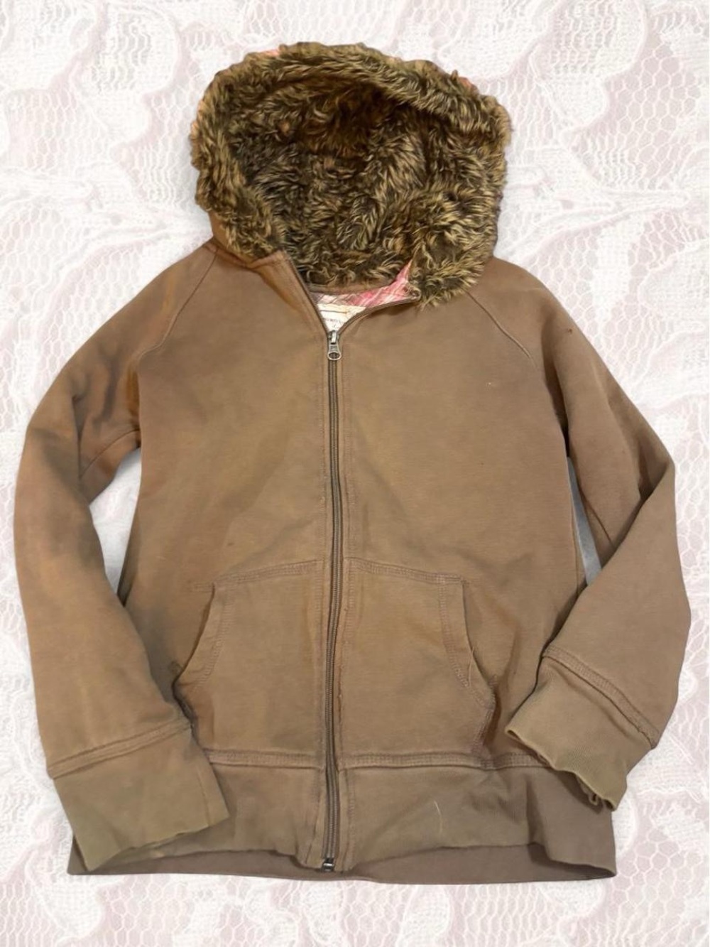 Mossimo Supply Co. Brown Teddy-Lined Zip Hoodie